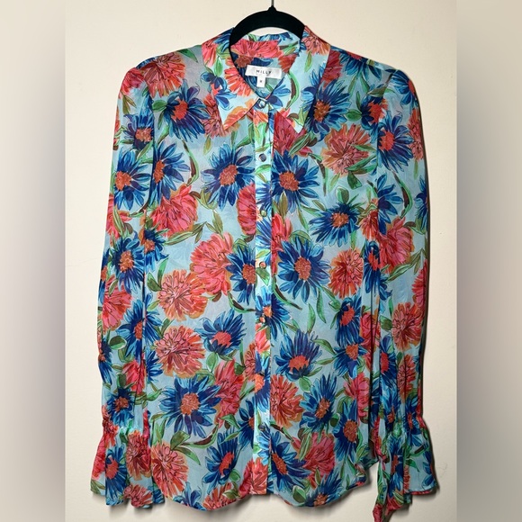 NEW MILLY Elysa Chrysanthemum Shirt size Medium - Picture 2 of 6